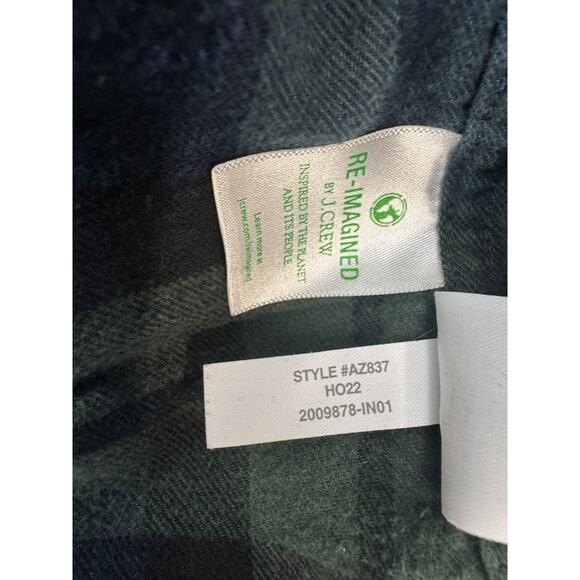 J.Crew Flannel Shirt Tartan Black Watch Plaid Green Navy Button Up Men's Large - Picture 5 of 7